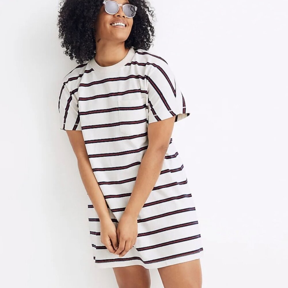 Madewell Striped Pocket T-Shirt Dress